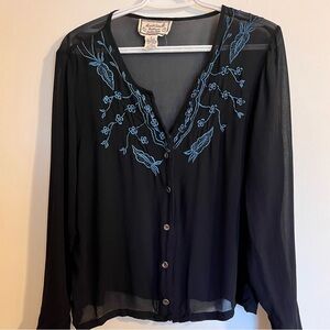 April Cornell Sheer Embroidered Blouse